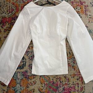 STAUD Classic White Blouse with tie